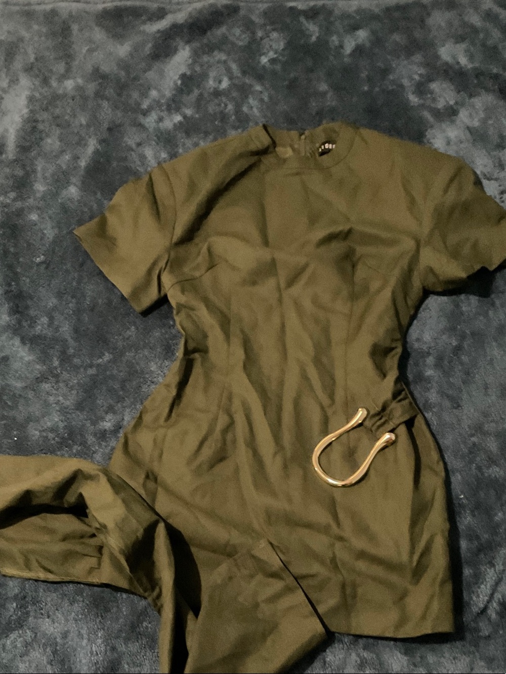 Lioness Olive Green Mini Dress with Gold Accent